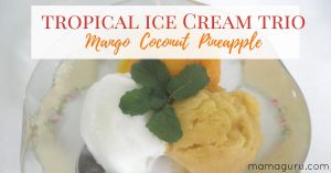 Tropical Ice Cream Trio: Mango Coconut and Pineapple