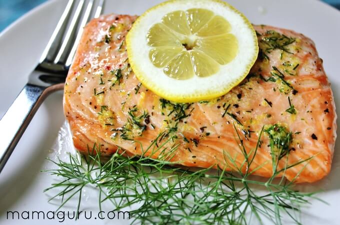 Baked Salmon with Lemon Dill Butter