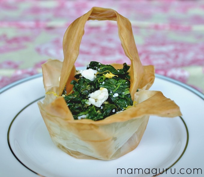 Spanikopita in Phyllo Baskets