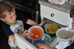 putting dishes away