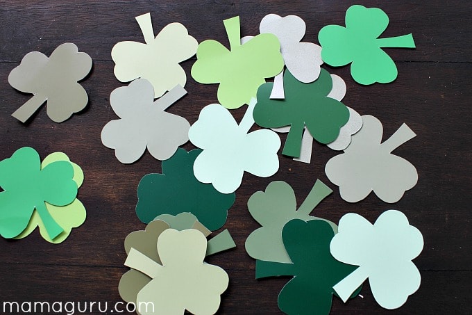 St. Patrick's Day Preschool Party Shades of Green Matching Shamrock Game