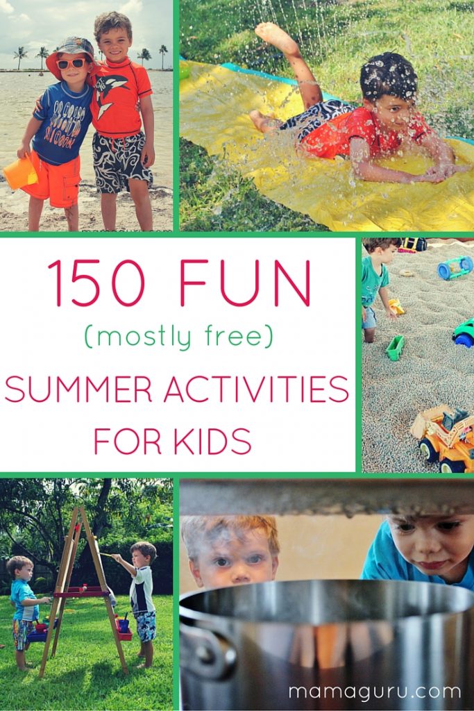 Collage picture of children playing, 150 ideas for kids to do this summer, free fun for kids