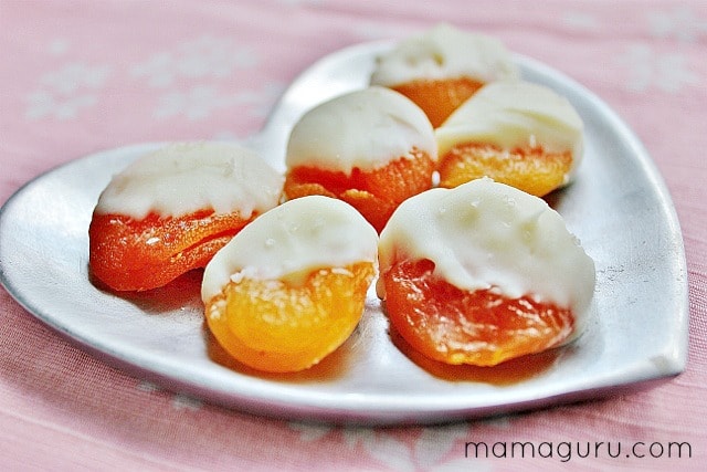White Chocolate Dipped Apricots
